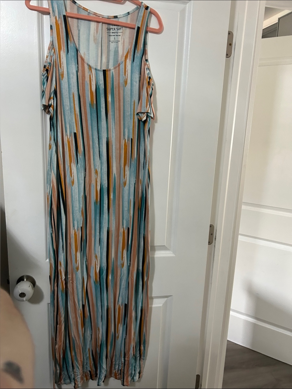 torrid Teal, Peach & Mustard Striped Cold-Shoulder Maxi Dress
